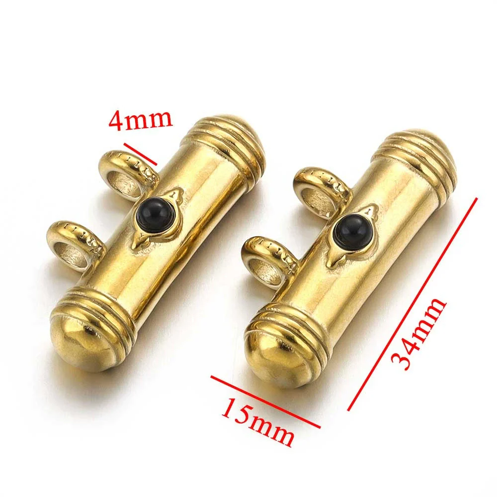 Stainless Steel Oil Dropping Tubular Bead Pendant Bohemian Style Diy Necklace Bracelet Pendant 18K Gold Vacuum Plated - Image 7