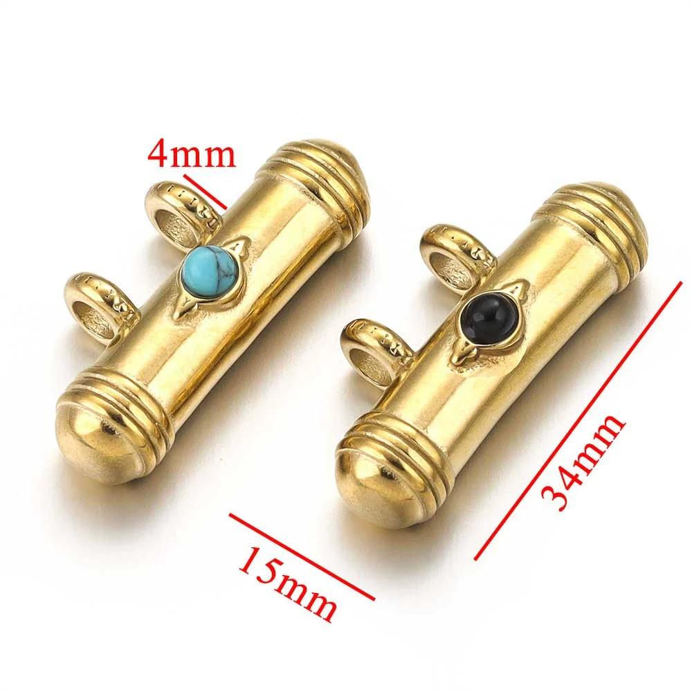 Stainless Steel Oil Dropping Tubular Bead Pendant Bohemian Style Diy Necklace Bracelet Pendant 18K Gold Vacuum Plated - Image 8
