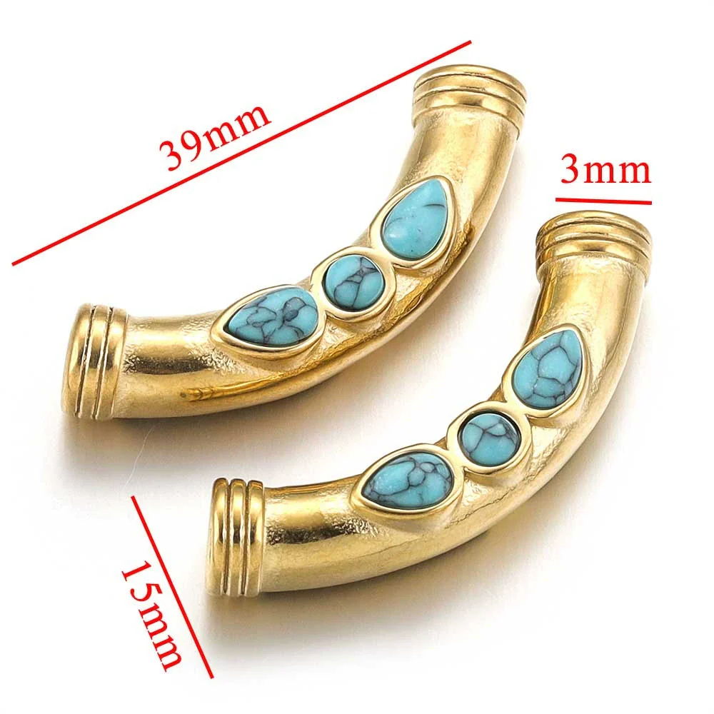 Stainless Steel Oil Dropping Tubular Bead Pendant Bohemian Style Diy Necklace Bracelet Pendant 18K Gold Vacuum Plated - Image 9