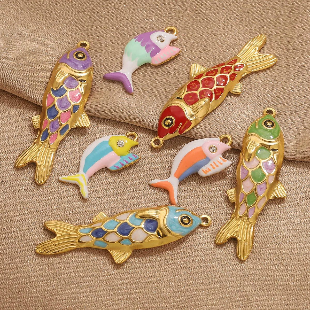 Stainless Steel Oildropping Sea Fish Jewelry Accessories Pendant For Necklace And Bracelet - Image 2