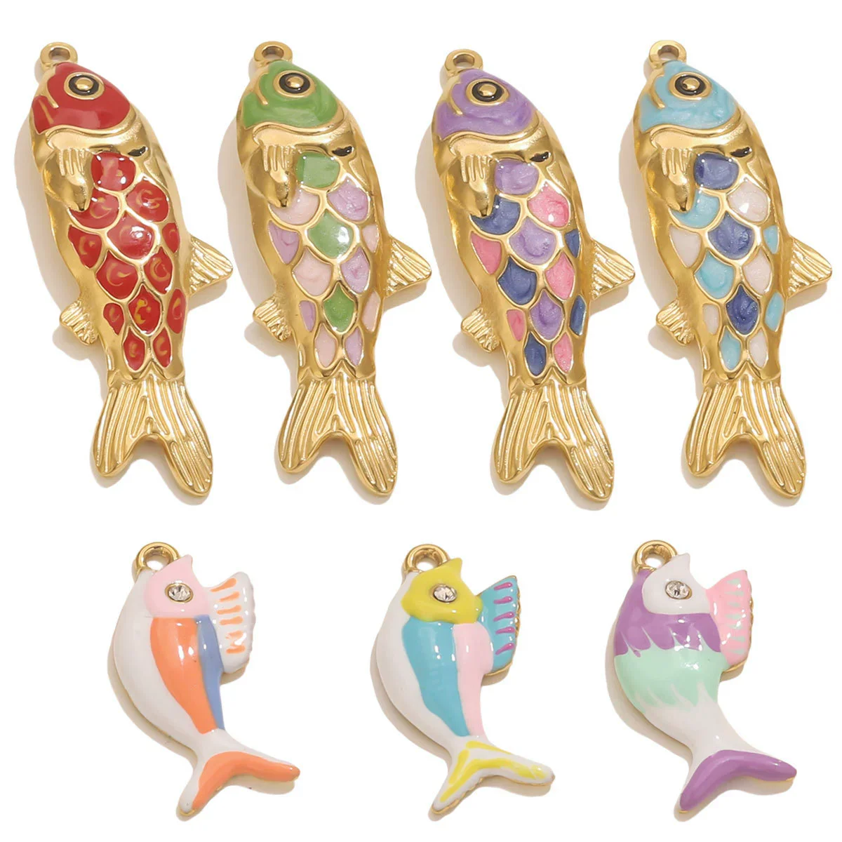 Stainless Steel Oildropping Sea Fish Jewelry Accessories Pendant For Necklace And Bracelet - Image 5