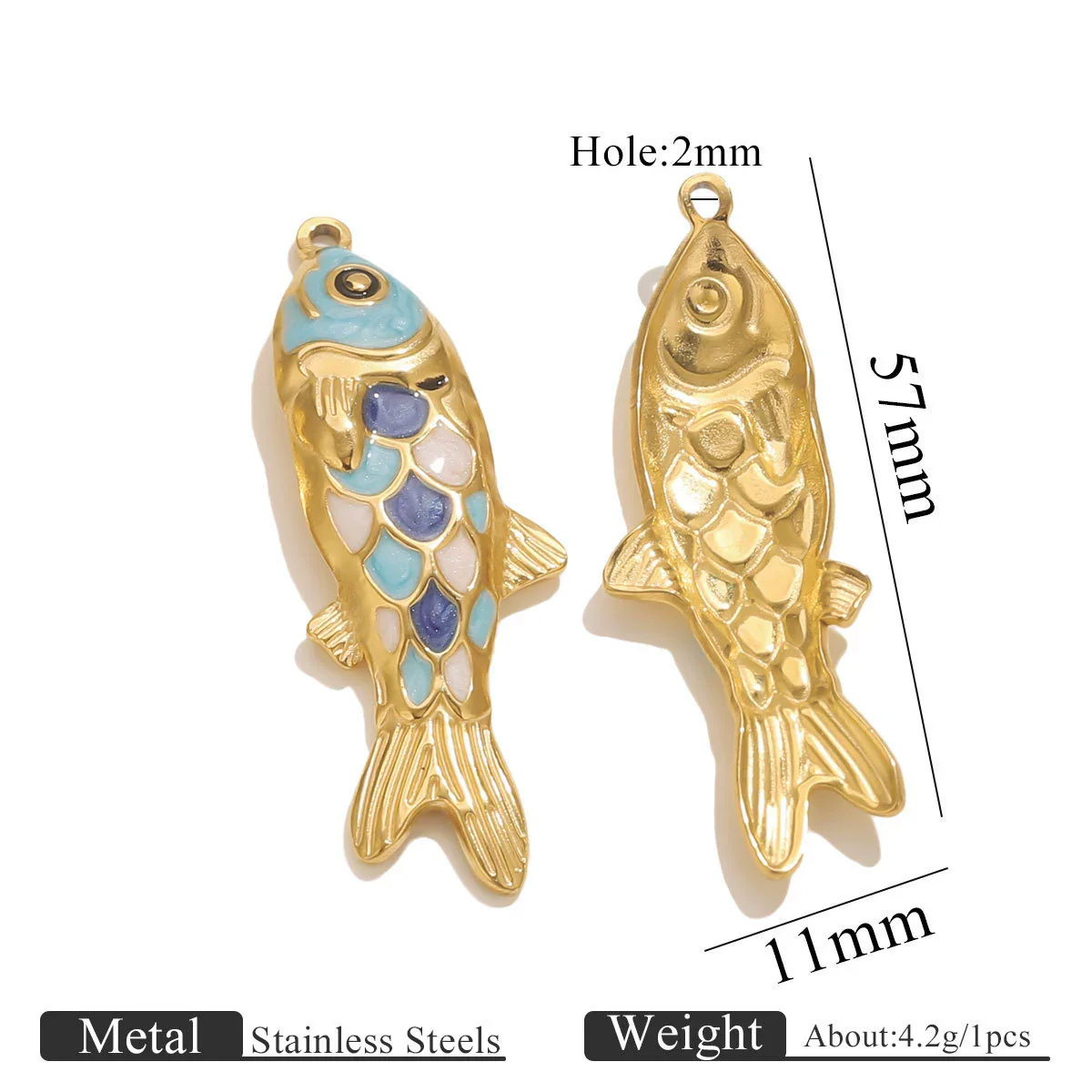 Stainless Steel Oildropping Sea Fish Jewelry Accessories Pendant For Necklace And Bracelet - Image 7