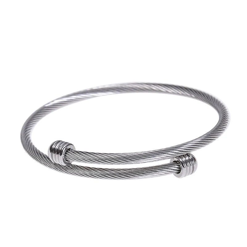 Stainless Steel Open Bracelet Metal Thread Ring Vacuum Furnace Plating Rose Gold Simple Geometric Style Jewelry - Image 6
