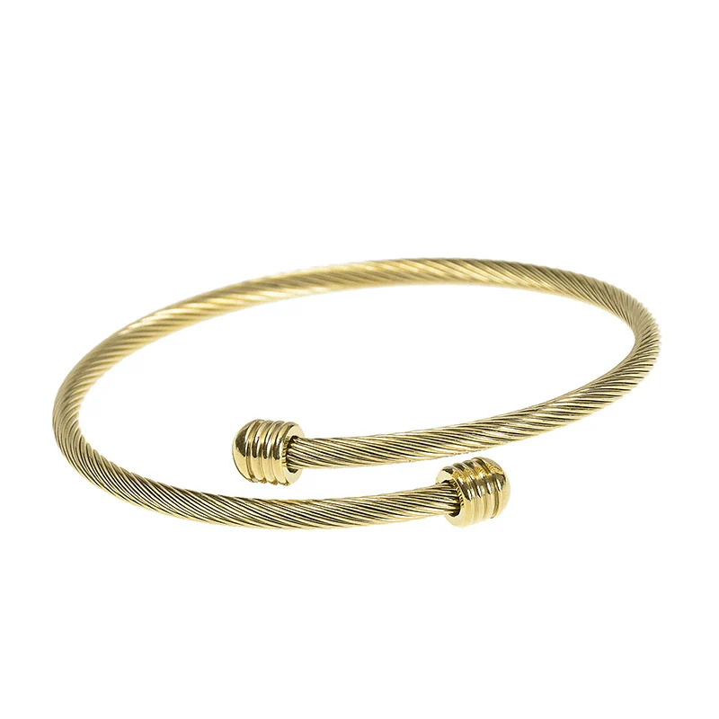 Stainless Steel Open Bracelet Metal Thread Ring Vacuum Furnace Plating Rose Gold Simple Geometric Style Jewelry - Image 7