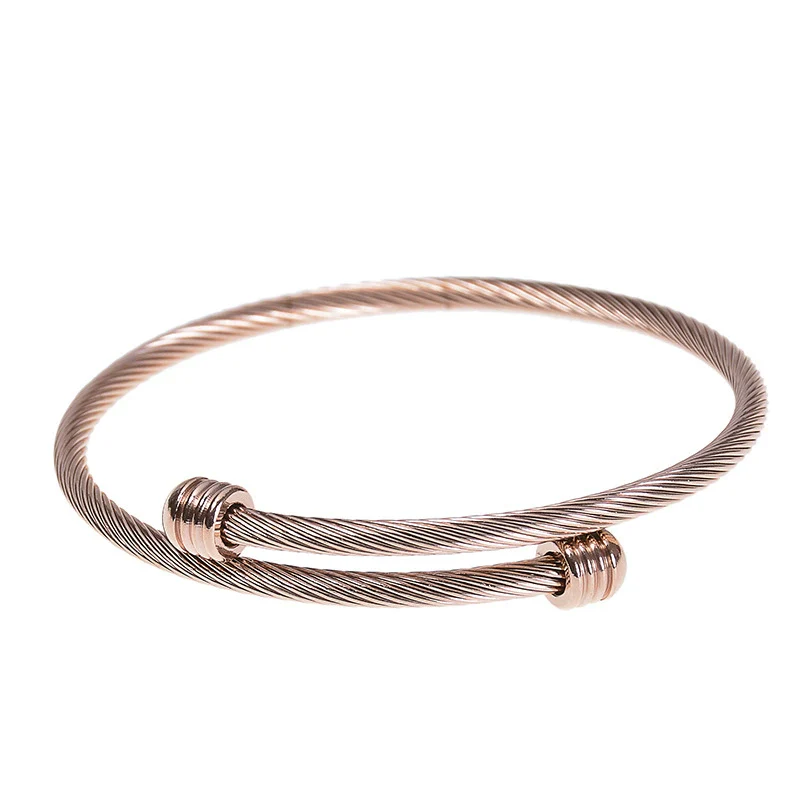 Stainless Steel Open Bracelet Metal Thread Ring Vacuum Furnace Plating Rose Gold Simple Geometric Style Jewelry - Image 8