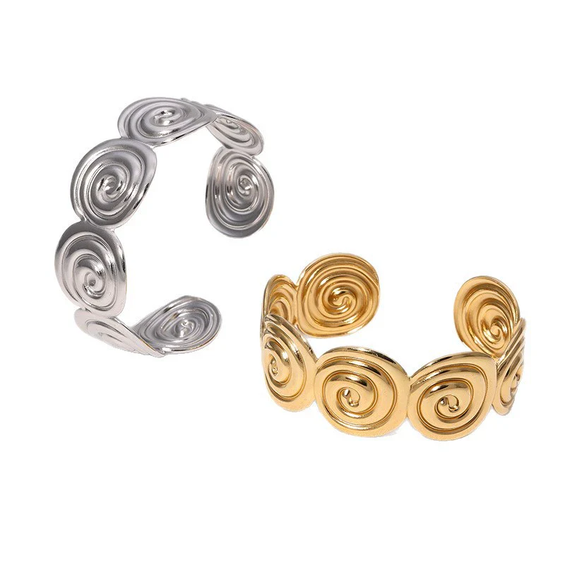 Stainless Steel Open Bracelet Simple Geometric 18K Goldplated Electroplated For Women - Image 5