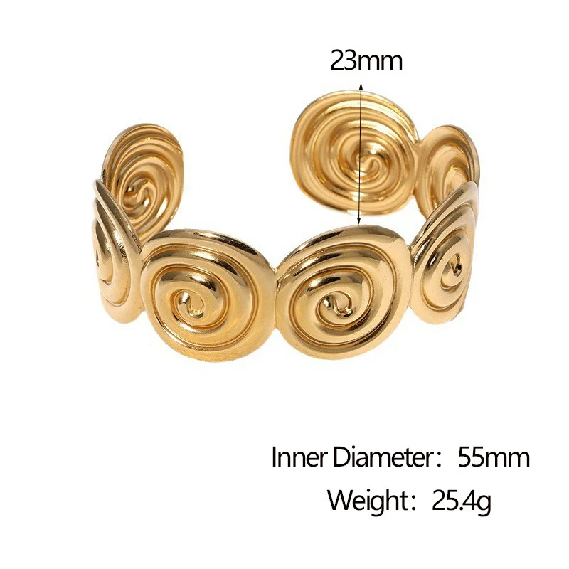 Stainless Steel Open Bracelet Simple Geometric 18K Goldplated Electroplated For Women - Image 6