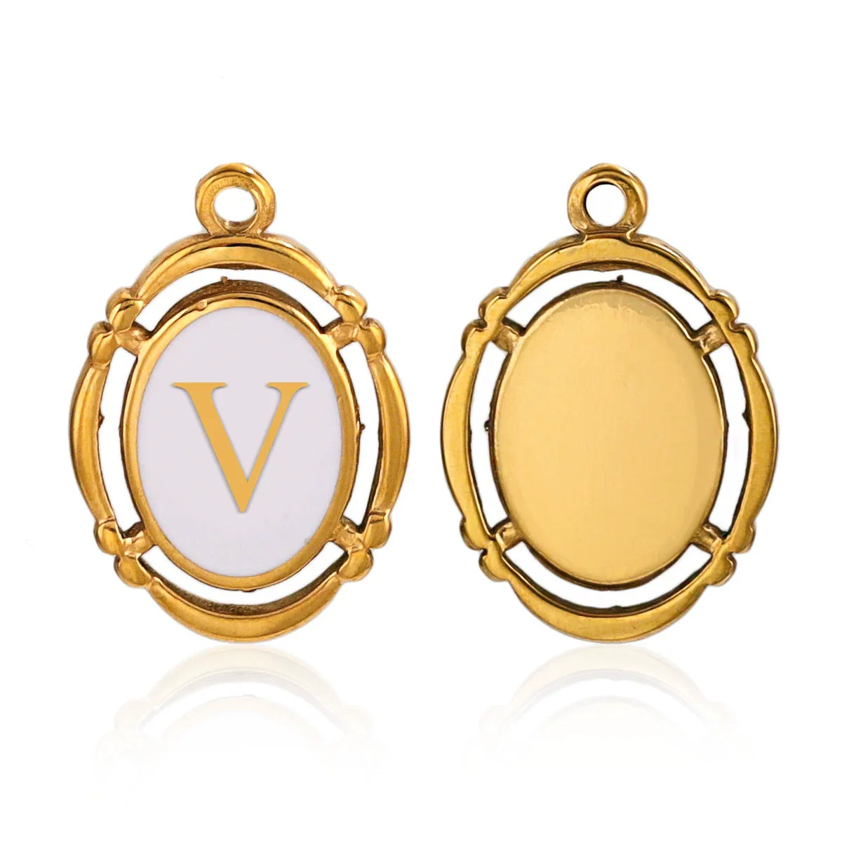 Stainless Steel Oval And Hexagonal Geometric Letter Pendant Jewelry Accessories With Electroplating - Image 27