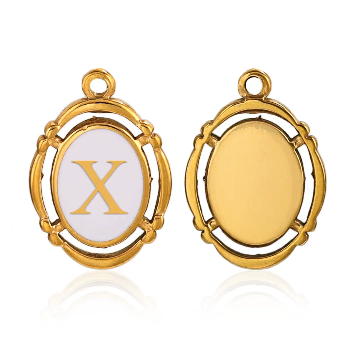 Stainless Steel Oval And Hexagonal Geometric Letter Pendant Jewelry Accessories With Electroplating - Image 29