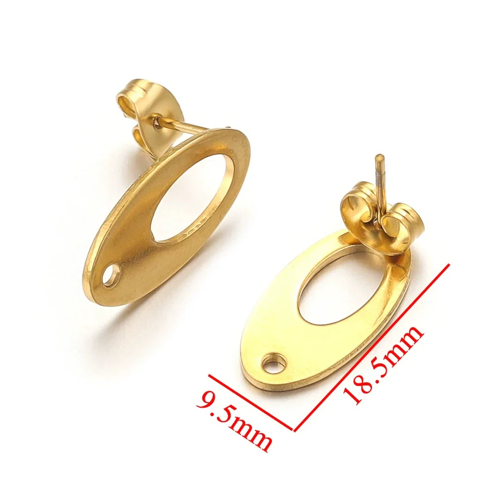 Stainless Steel Oval Hollow Fashion Geometric Electroplated Earrings Jewelry Accessories Diy Making Supplies - Image 5