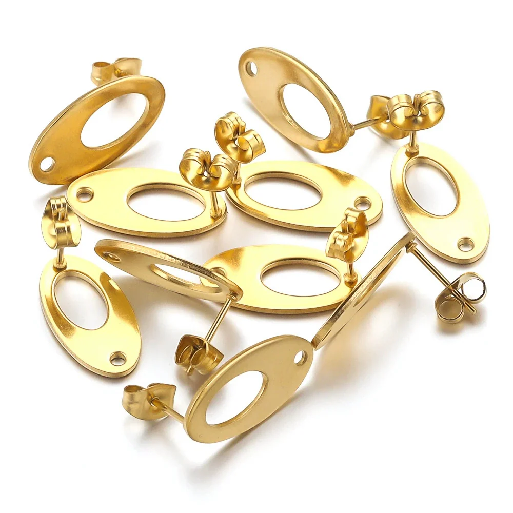 Stainless Steel Oval Hollow Fashion Geometric Electroplated Earrings Jewelry Accessories Diy Making Supplies - Image 6