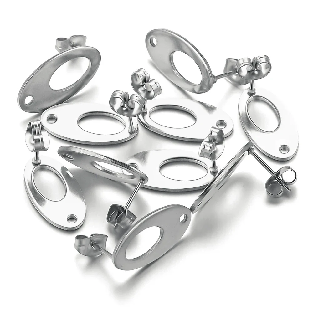 Stainless Steel Oval Hollow Fashion Geometric Electroplated Earrings Jewelry Accessories Diy Making Supplies - Image 7