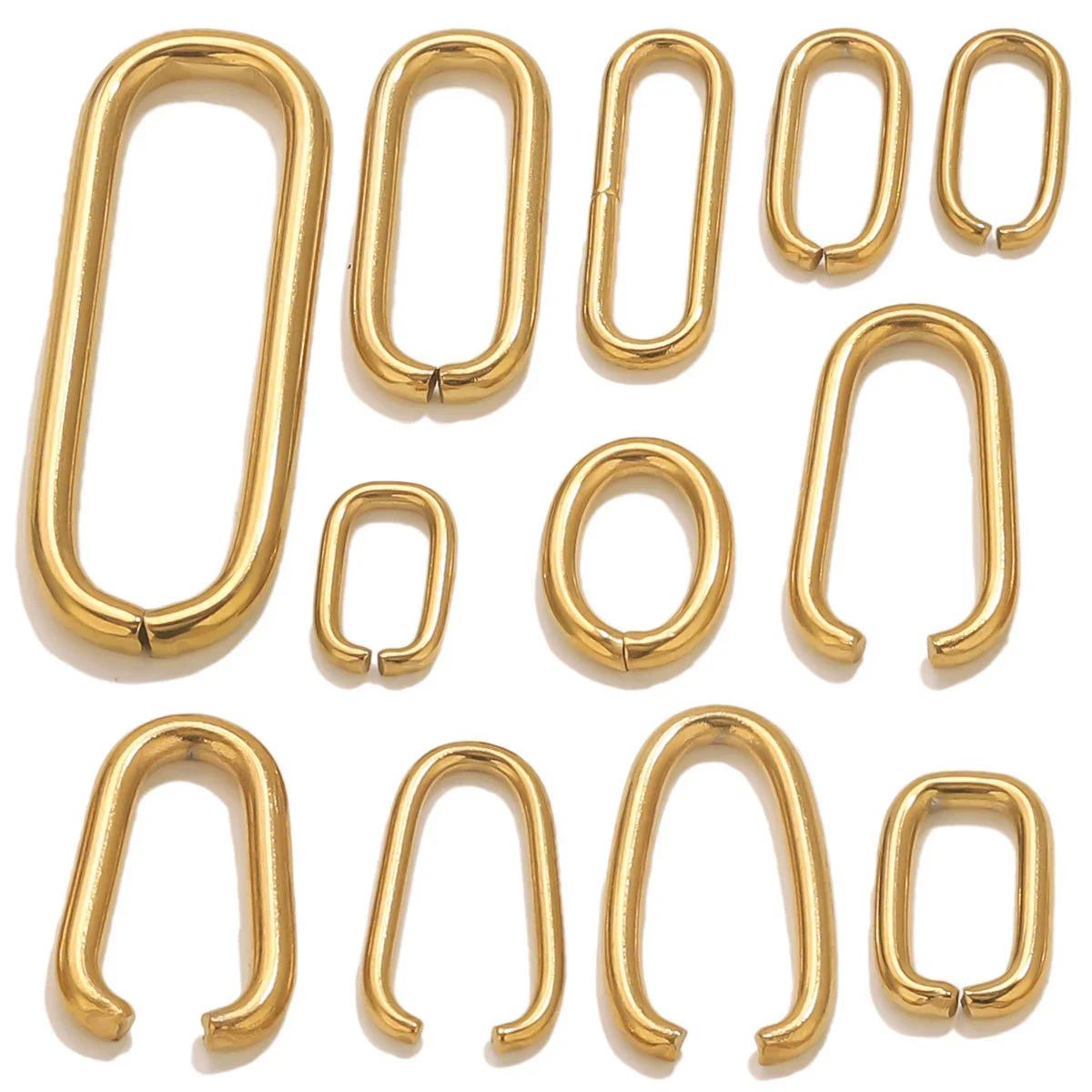 Stainless Steel Oval Melon Seed Jewelry Buckle Necklace Diy Handmade Electroplated Semi Finished Pendant Jewelry Accessories