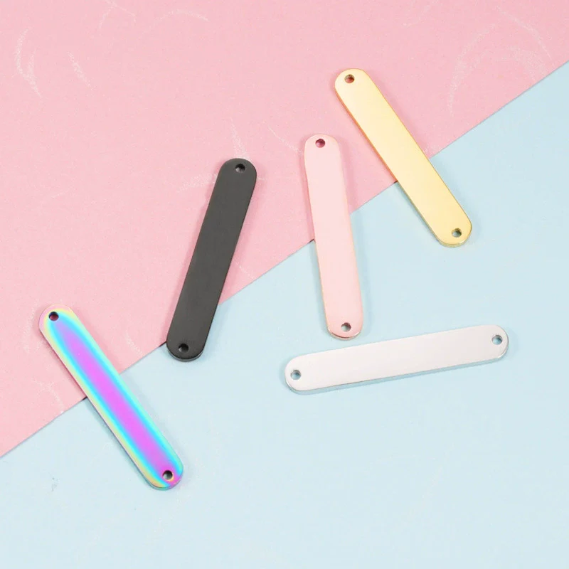 Stainless Steel Oval Rectangle Double Hole Pendant Diy Bracelet Necklace Accessories Fine Polishing Geometric Style - Image 2