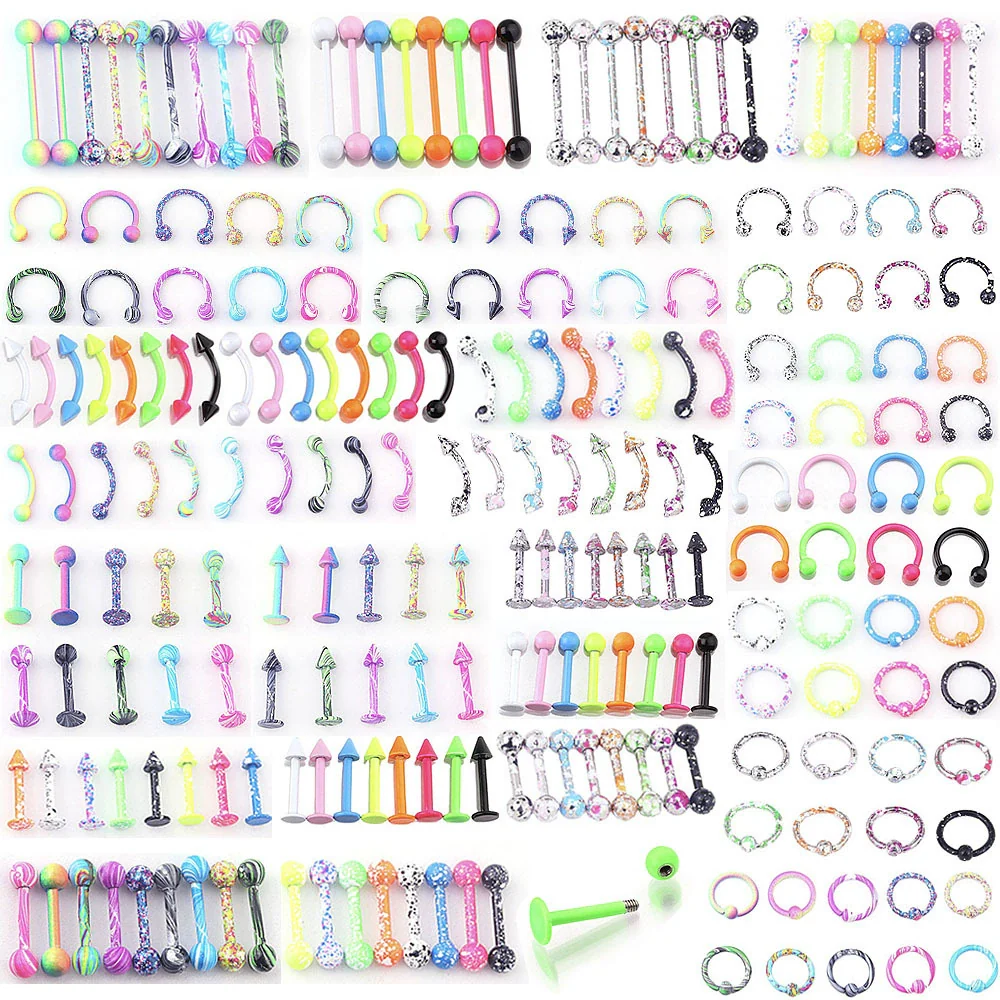 Stainless Steel Painted Geometric Circular Nose Rings Eyebrow Nails Cshaped Ear Bone Nails Lip Nail Piercing Jewelry