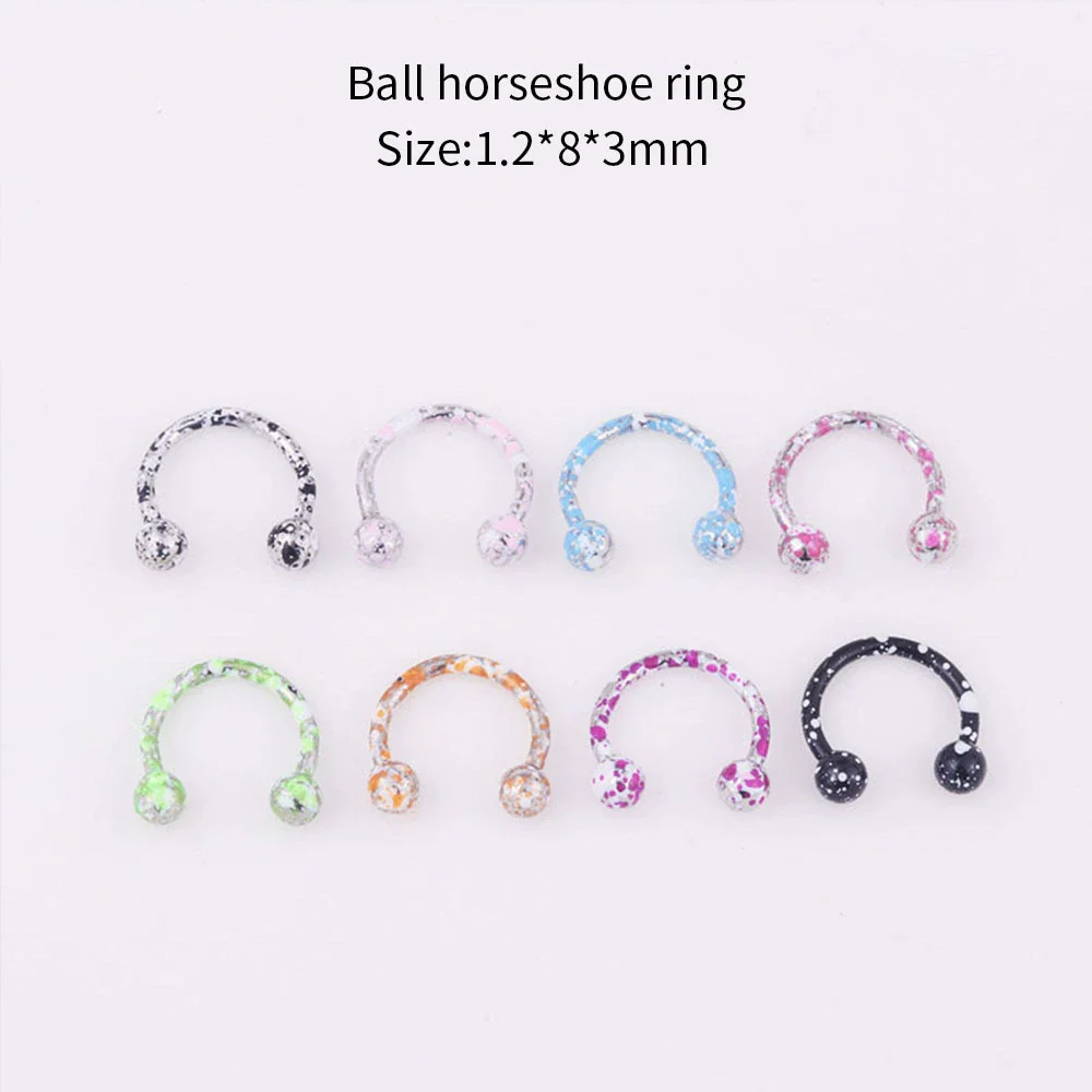 Stainless Steel Painted Geometric Circular Nose Rings Eyebrow Nails Cshaped Ear Bone Nails Lip Nail Piercing Jewelry - Image 10