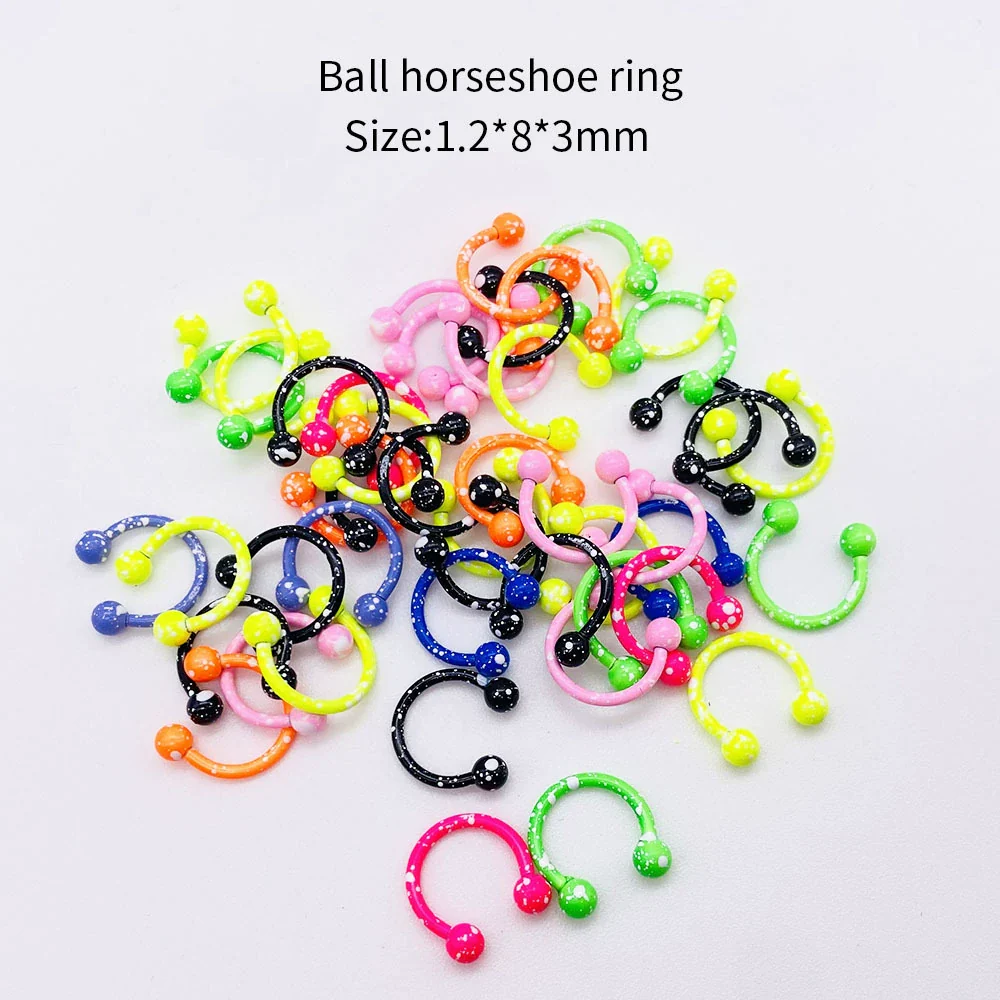 Stainless Steel Painted Geometric Circular Nose Rings Eyebrow Nails Cshaped Ear Bone Nails Lip Nail Piercing Jewelry - Image 11