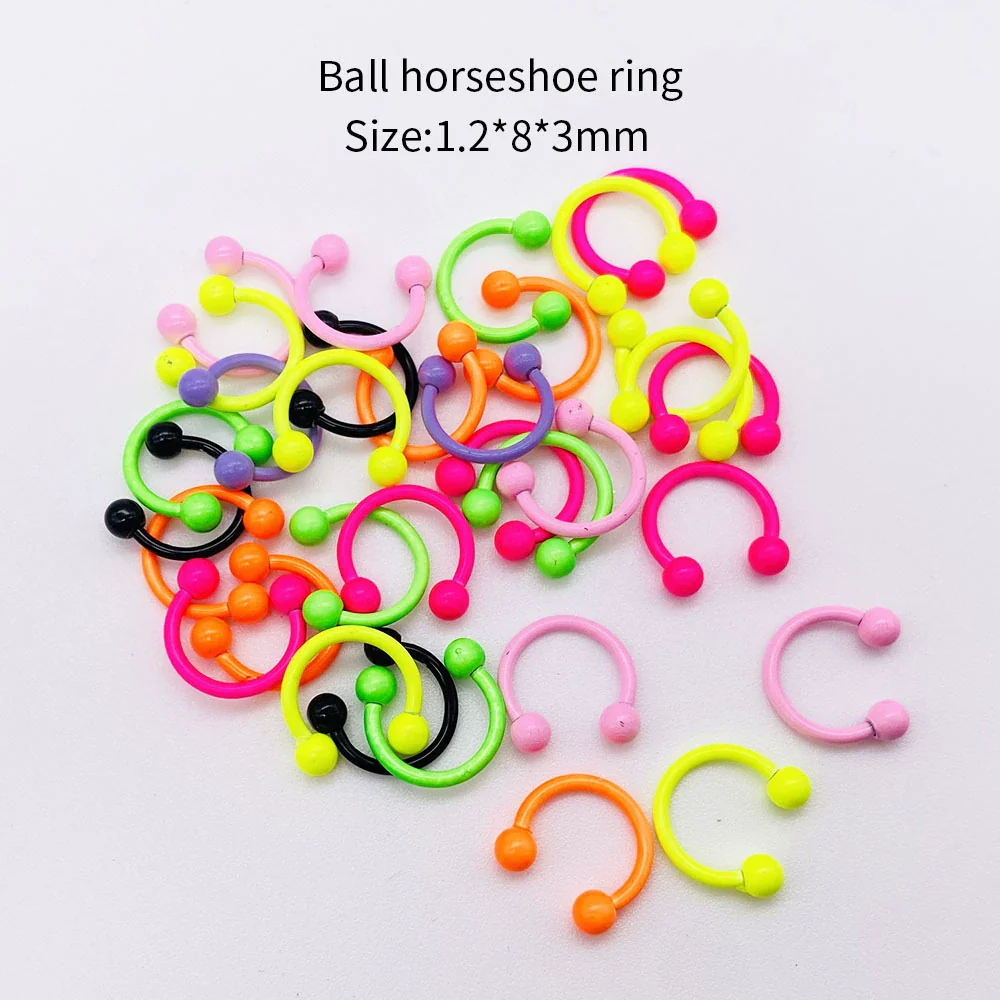 Stainless Steel Painted Geometric Circular Nose Rings Eyebrow Nails Cshaped Ear Bone Nails Lip Nail Piercing Jewelry - Image 12