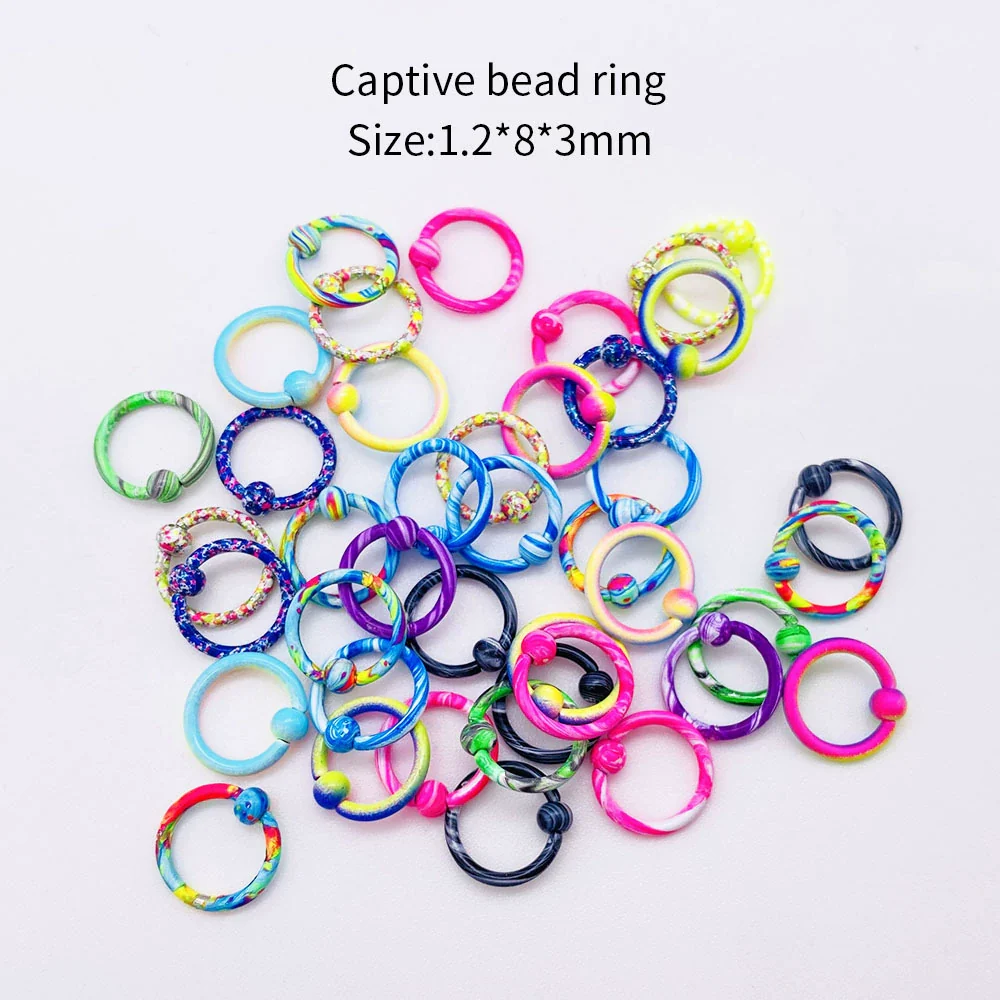 Stainless Steel Painted Geometric Circular Nose Rings Eyebrow Nails Cshaped Ear Bone Nails Lip Nail Piercing Jewelry - Image 13