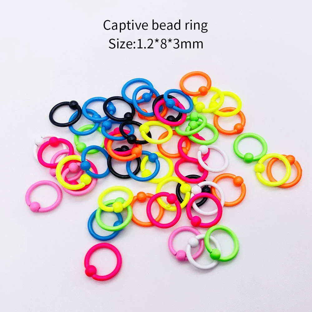 Stainless Steel Painted Geometric Circular Nose Rings Eyebrow Nails Cshaped Ear Bone Nails Lip Nail Piercing Jewelry - Image 16