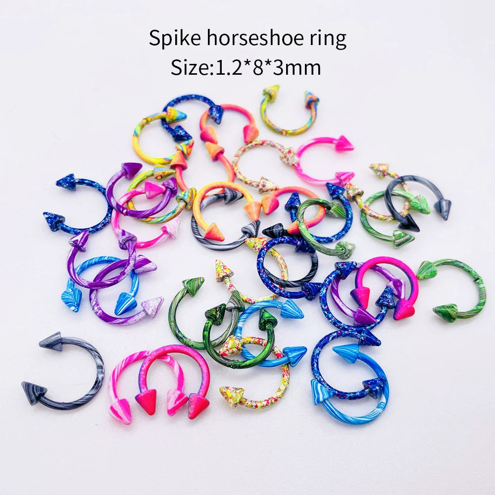 Stainless Steel Painted Geometric Circular Nose Rings Eyebrow Nails Cshaped Ear Bone Nails Lip Nail Piercing Jewelry - Image 17
