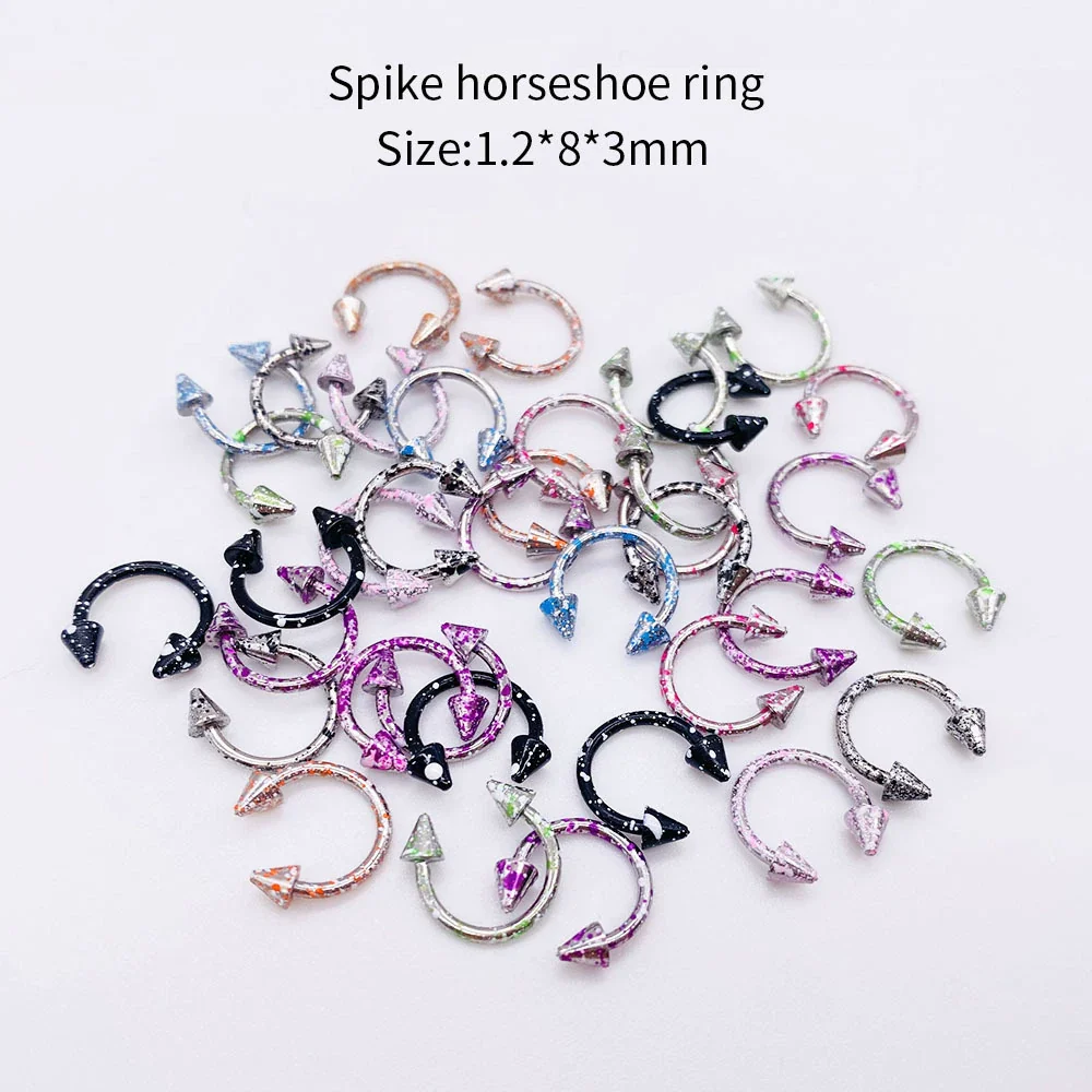 Stainless Steel Painted Geometric Circular Nose Rings Eyebrow Nails Cshaped Ear Bone Nails Lip Nail Piercing Jewelry - Image 18