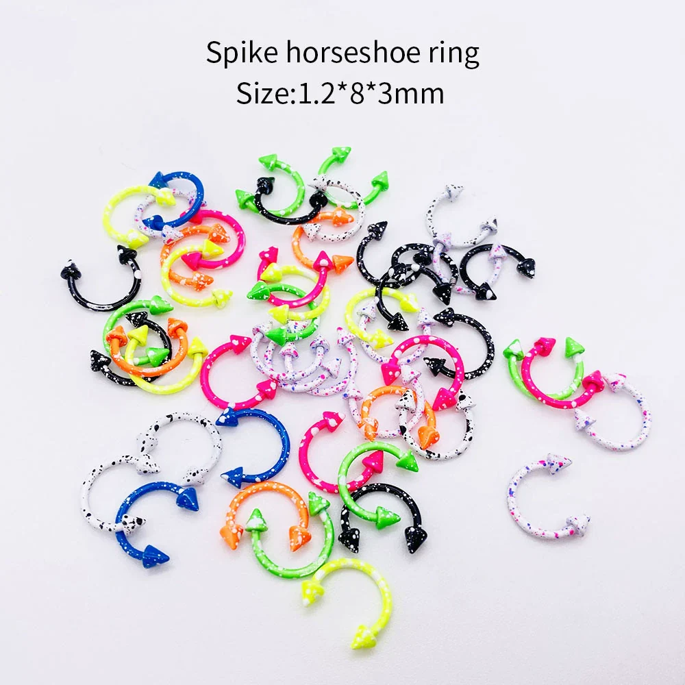 Stainless Steel Painted Geometric Circular Nose Rings Eyebrow Nails Cshaped Ear Bone Nails Lip Nail Piercing Jewelry - Image 19