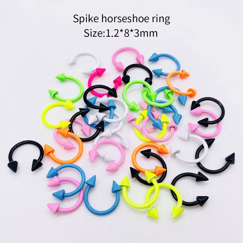 Stainless Steel Painted Geometric Circular Nose Rings Eyebrow Nails Cshaped Ear Bone Nails Lip Nail Piercing Jewelry - Image 20