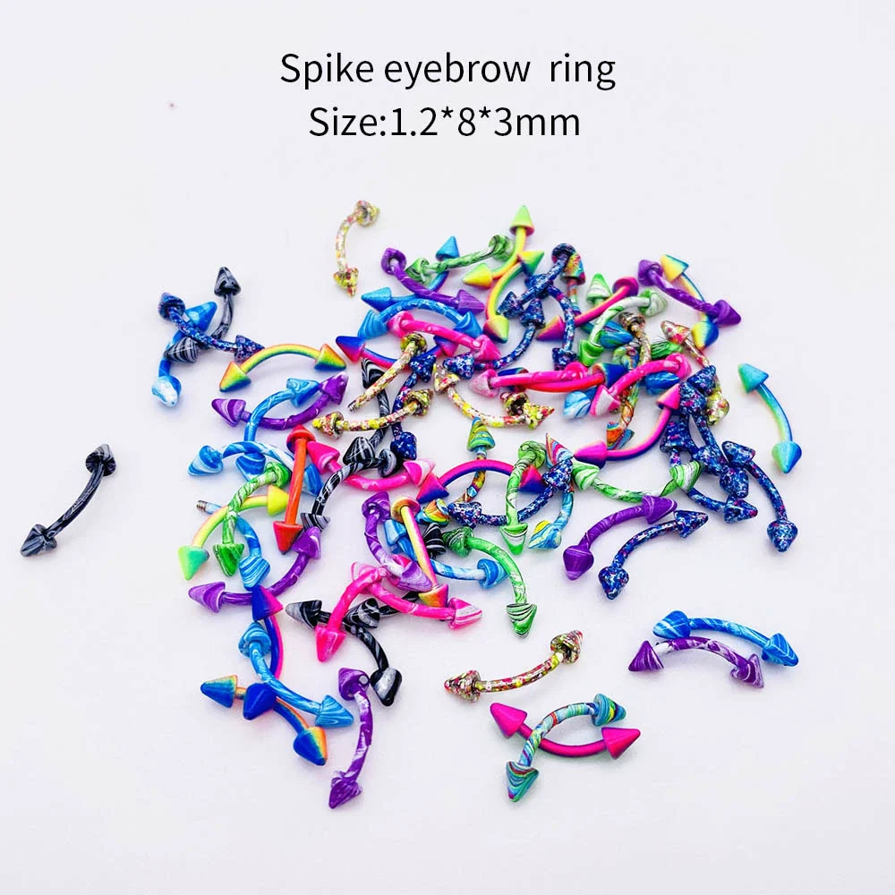 Stainless Steel Painted Geometric Circular Nose Rings Eyebrow Nails Cshaped Ear Bone Nails Lip Nail Piercing Jewelry - Image 6