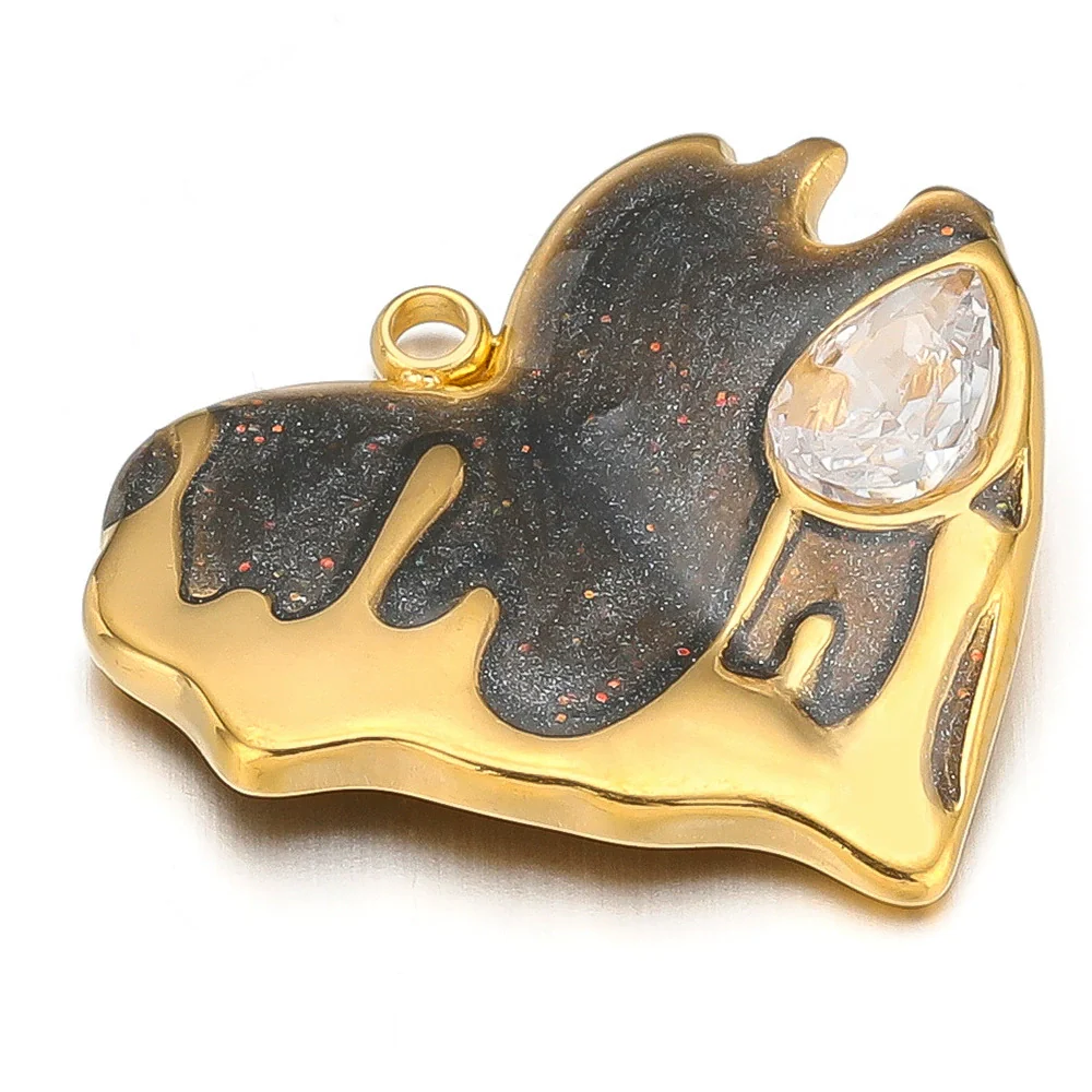 Stainless Steel Peach Heart Dripping Oil Single Hole Pendant Jewelry Accessories - Image 6