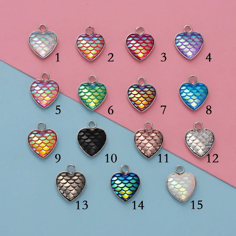 Stainless Steel Peach Heart Fish Scale Pendant Jewelry Accessories Fine Polishing
