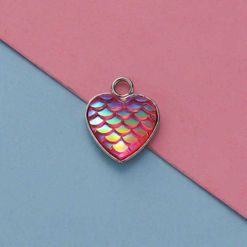 Stainless Steel Peach Heart Fish Scale Pendant Jewelry Accessories Fine Polishing - Image 10