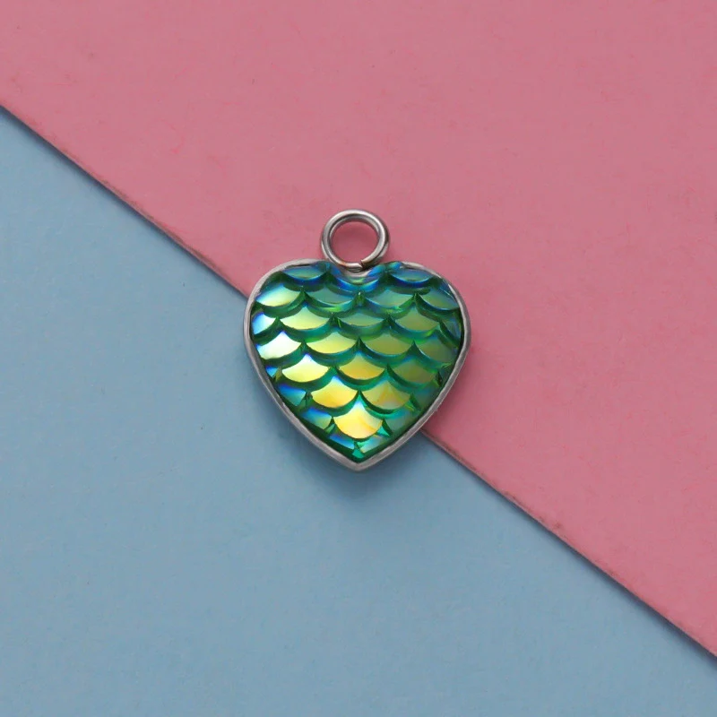 Stainless Steel Peach Heart Fish Scale Pendant Jewelry Accessories Fine Polishing - Image 11