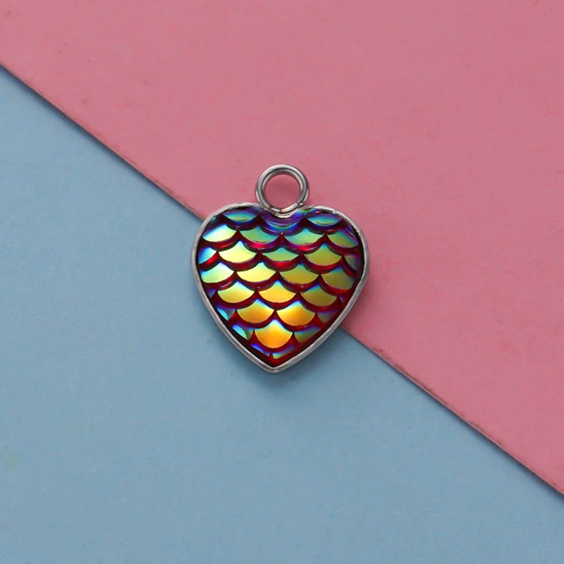 Stainless Steel Peach Heart Fish Scale Pendant Jewelry Accessories Fine Polishing - Image 12