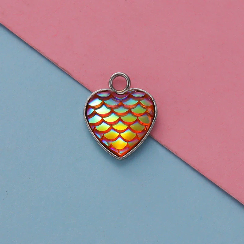 Stainless Steel Peach Heart Fish Scale Pendant Jewelry Accessories Fine Polishing - Image 14