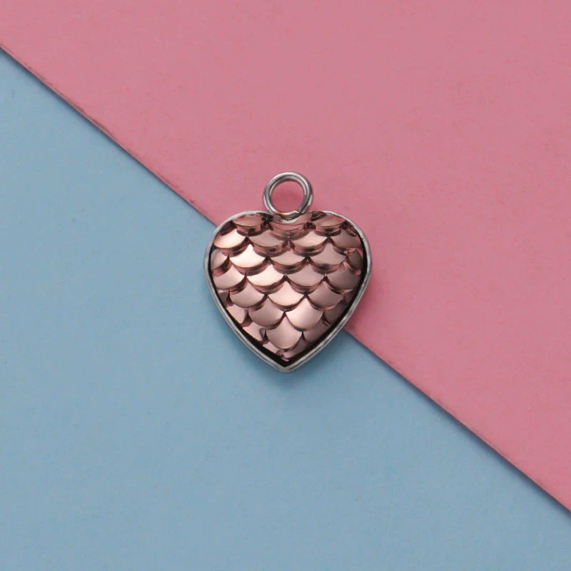 Stainless Steel Peach Heart Fish Scale Pendant Jewelry Accessories Fine Polishing - Image 16
