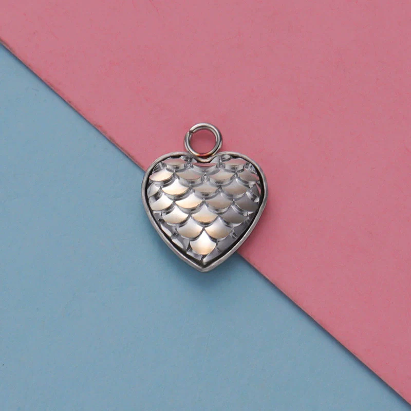 Stainless Steel Peach Heart Fish Scale Pendant Jewelry Accessories Fine Polishing - Image 17