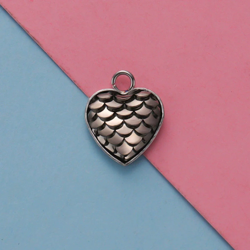 Stainless Steel Peach Heart Fish Scale Pendant Jewelry Accessories Fine Polishing - Image 18