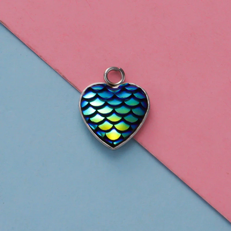 Stainless Steel Peach Heart Fish Scale Pendant Jewelry Accessories Fine Polishing - Image 19