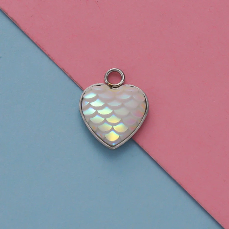 Stainless Steel Peach Heart Fish Scale Pendant Jewelry Accessories Fine Polishing - Image 20