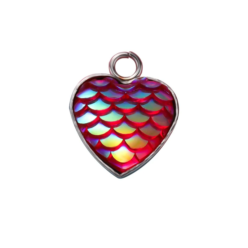 Stainless Steel Peach Heart Fish Scale Pendant Jewelry Accessories Fine Polishing - Image 5