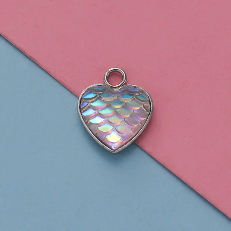 Stainless Steel Peach Heart Fish Scale Pendant Jewelry Accessories Fine Polishing - Image 6