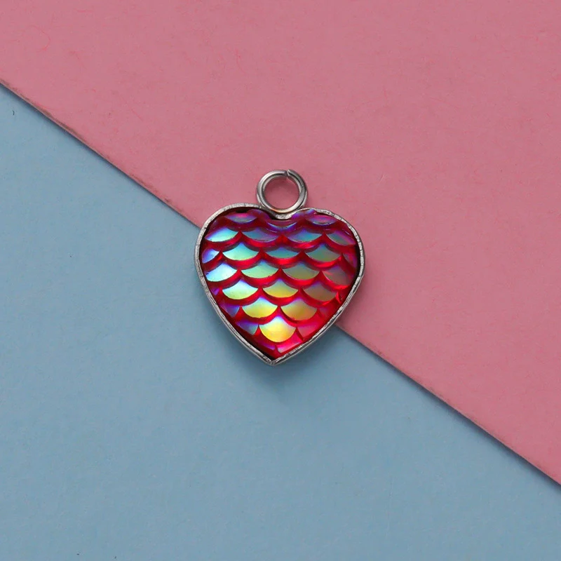 Stainless Steel Peach Heart Fish Scale Pendant Jewelry Accessories Fine Polishing - Image 8