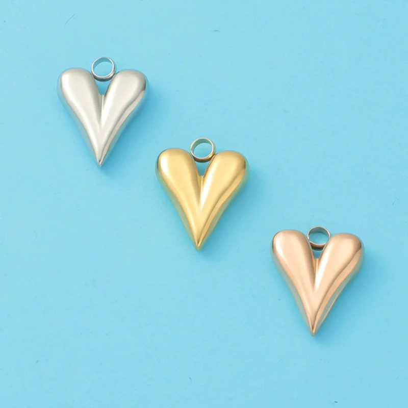 Stainless Steel Peach Heart Love Shape Glossy Electroplated Pendant Jewelry Accessories - Image 2