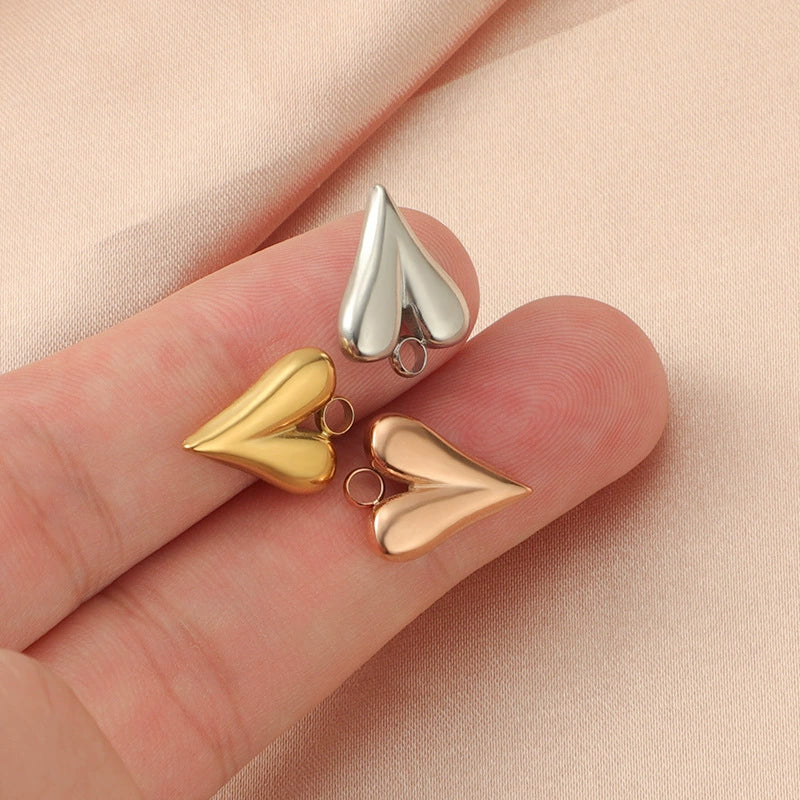 Stainless Steel Peach Heart Love Shape Glossy Electroplated Pendant Jewelry Accessories - Image 4