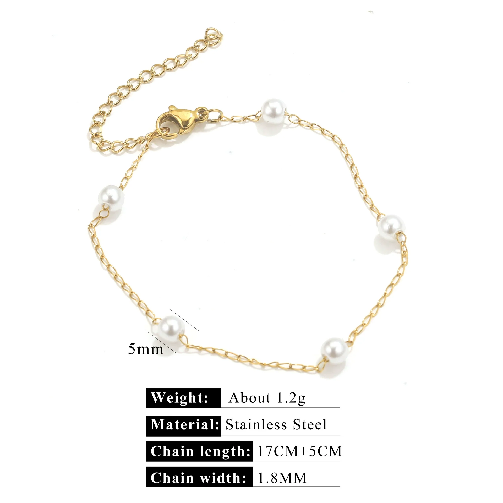 Stainless Steel Pearl Minimalist Totem Electroplating Women's Necklace Bracelet Diy Accessories - Image 12