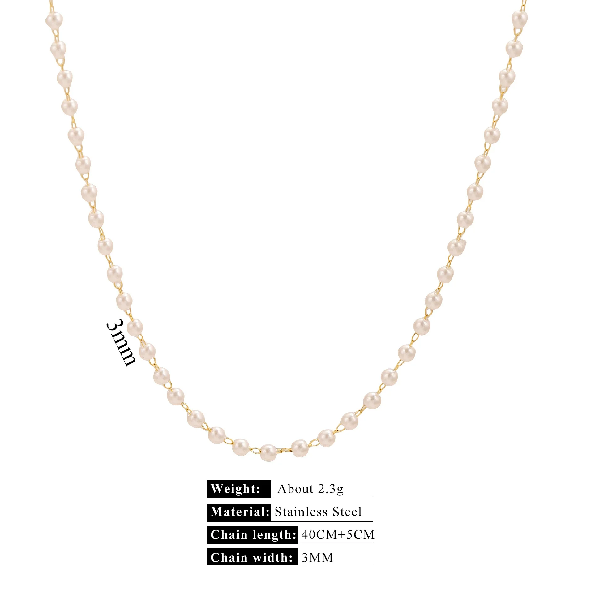 Stainless Steel Pearl Minimalist Totem Electroplating Women's Necklace Bracelet Diy Accessories - Image 15