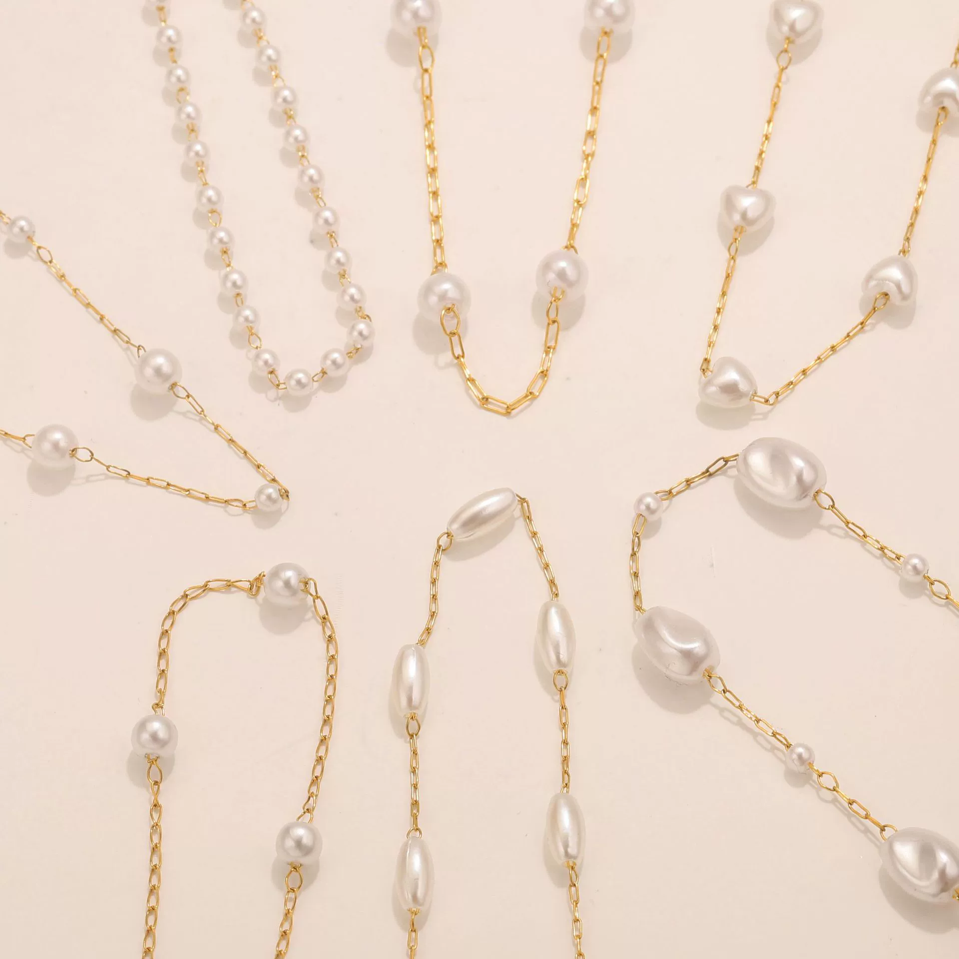 Stainless Steel Pearl Minimalist Totem Electroplating Women's Necklace Bracelet Diy Accessories - Image 4