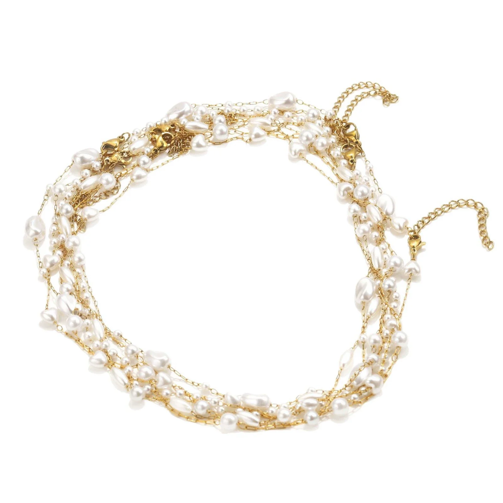 Stainless Steel Pearl Minimalist Totem Electroplating Women's Necklace Bracelet Diy Accessories - Image 5