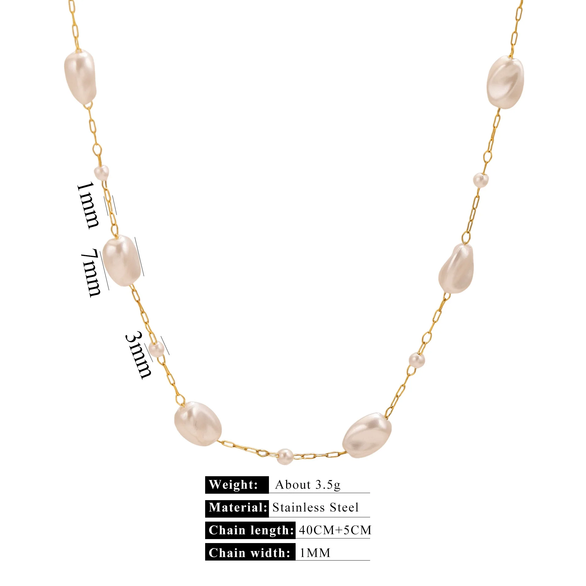 Stainless Steel Pearl Minimalist Totem Electroplating Women's Necklace Bracelet Diy Accessories - Image 7